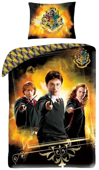 Billede af Harry Potter sengetøj - 140x200 cm - Harry, Ron og Hermione - Vendbar dynebetræk - 100% bomulds sengesæt